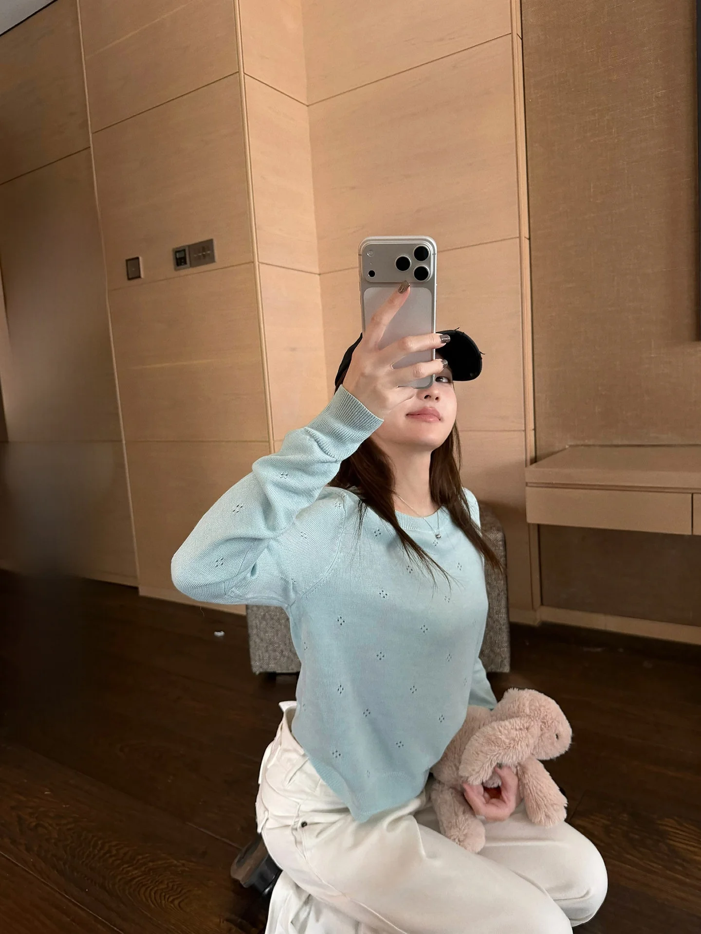 

NingSi Casual Style Long Sleeve Knitted Woolen Sweater Women's Spring New Loose Slimming Base Shirt Hollow out Crew Neck