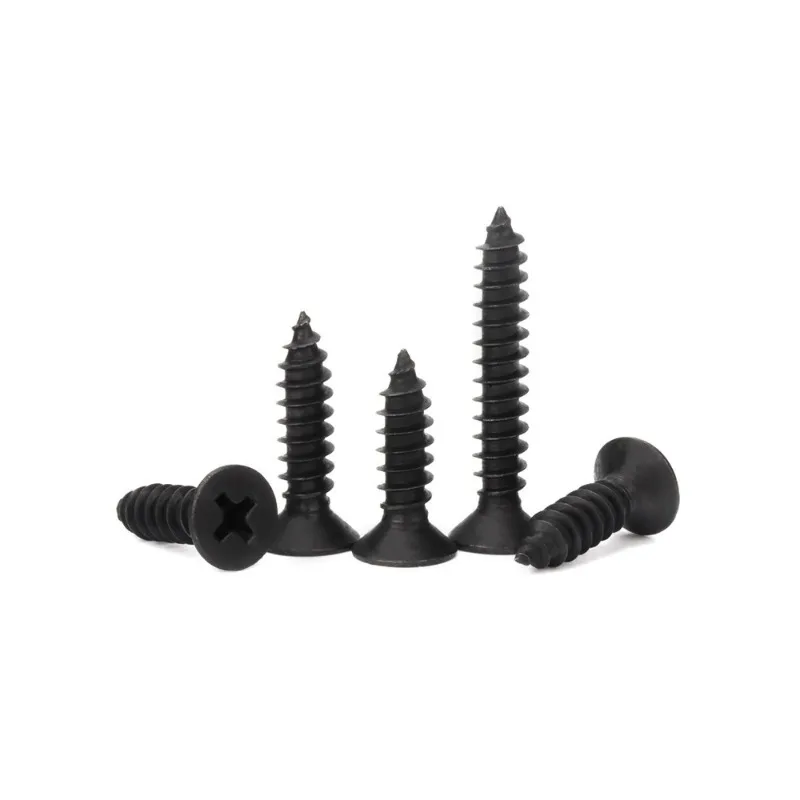 M2 M2.6 M3 M3.5 Black 304 Stainless Steel Cross Flat Countersunk Head Self Tapping Wood Screws