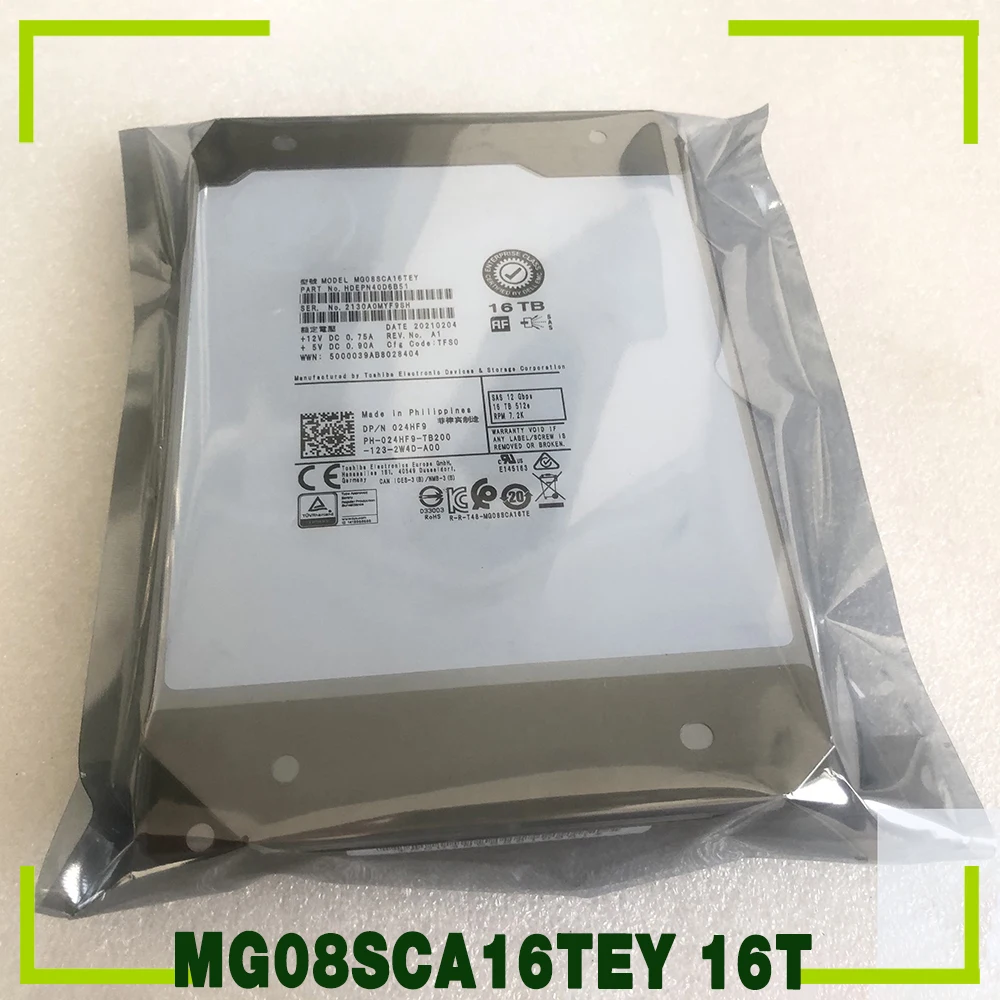 Für Dell R730 R740 SAS 12G 3,5" 24HF9 024HF9 Server HDD 16T MG08SCA16TEY