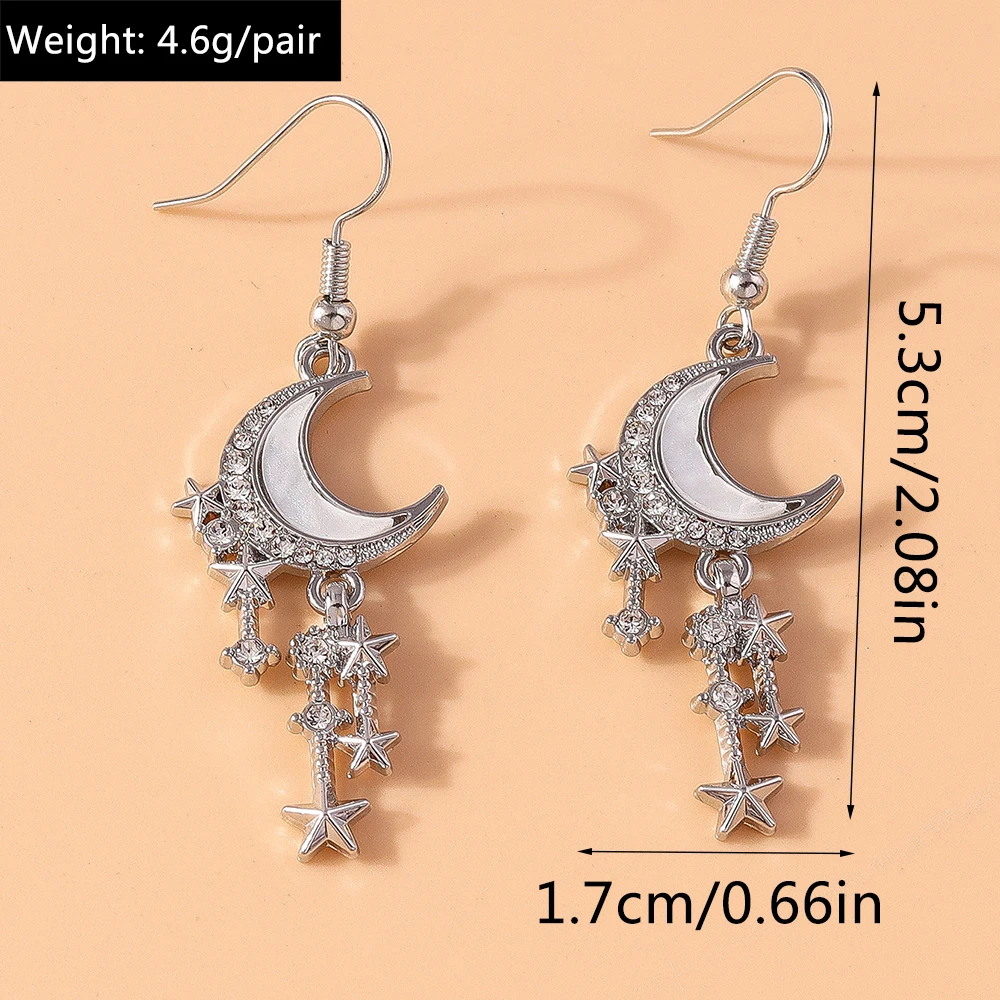 Aihua koreanische Mode y2k Mond Quaste Stern Tropfen Ohrringe Mädchen Harajuku Kristall Mond Sterne Ohrring für Frauen Punk Schmuck Geschenke – Detail 12