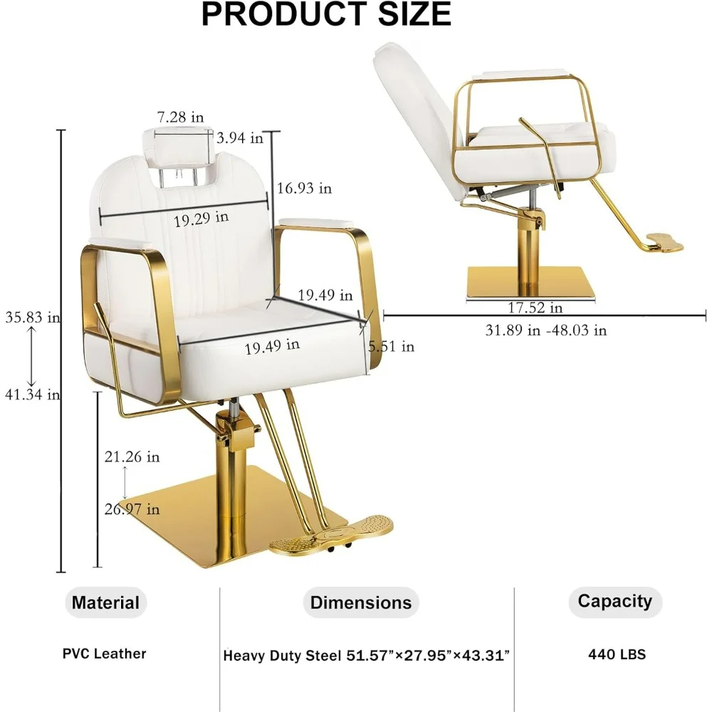 Silla giratoria hidráulica para peluquería, equipo de estilismo para salón de belleza y Spa