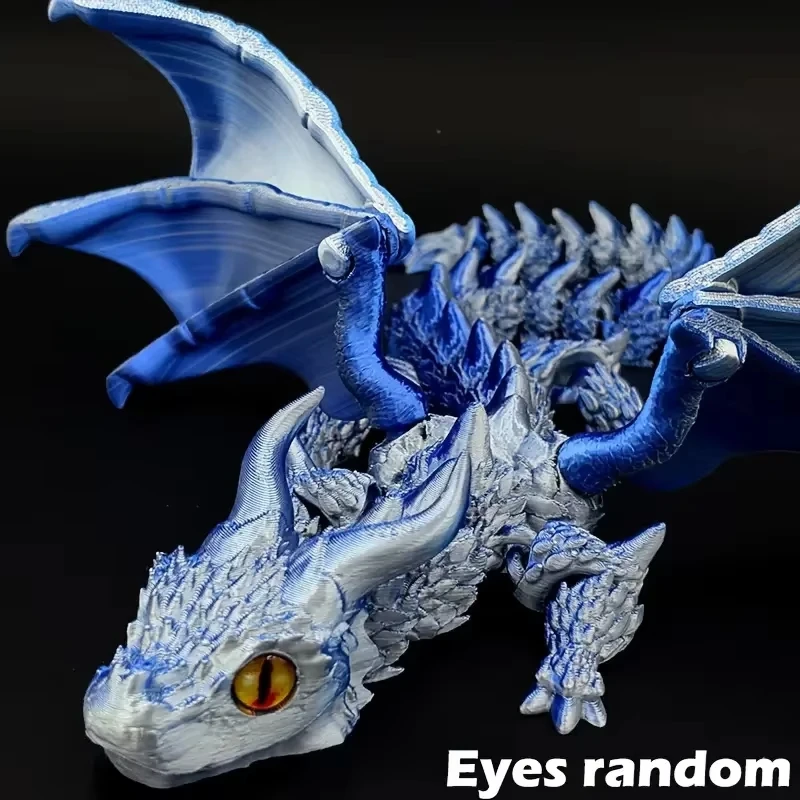 3D Printed Winged Carriage Dragon Figurine With Random Eyes, Art Deco Resin Dragon Sculpture, Tabletop Animal Theme Decor 30CM - view 4