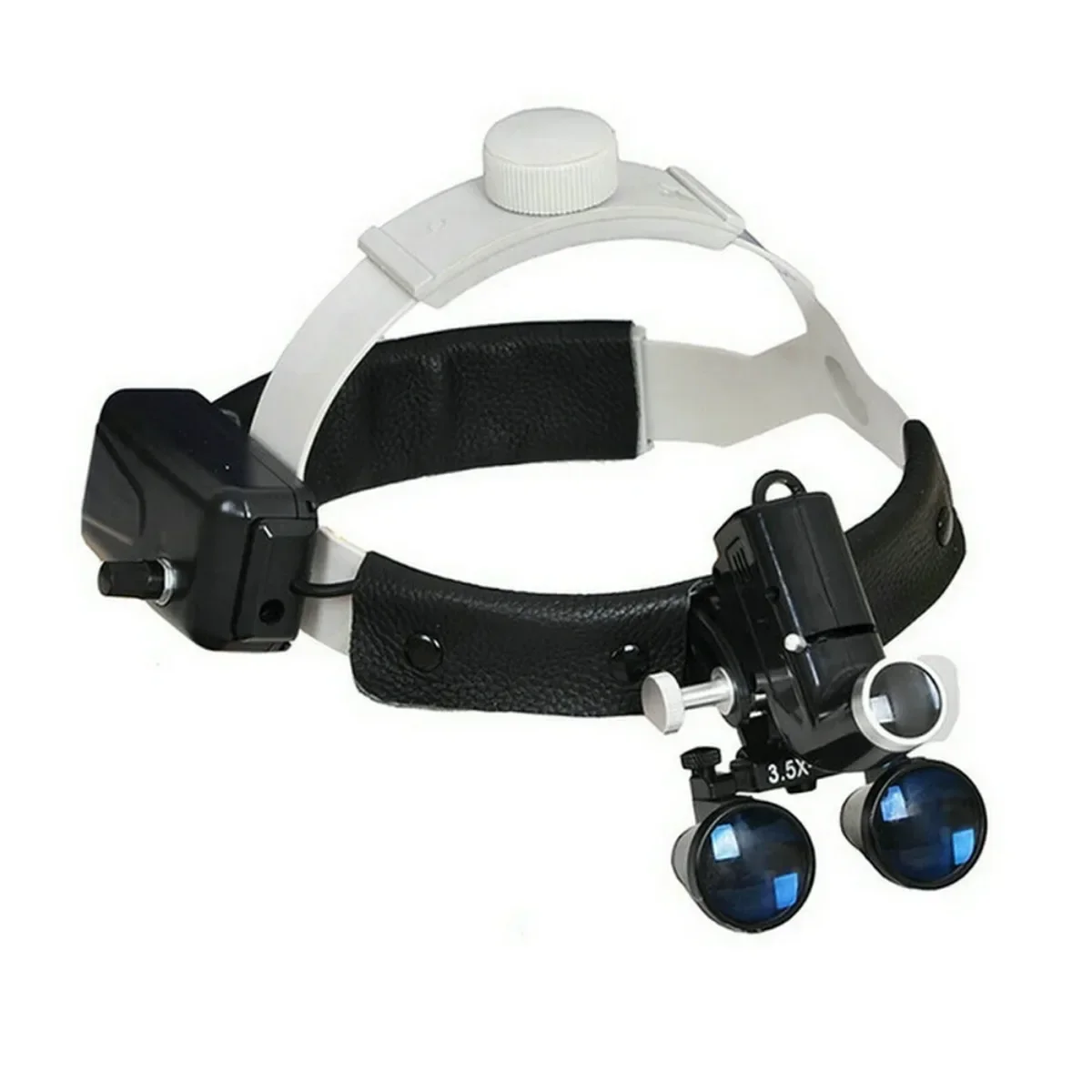 1 Set 2.5X/3.5X Dental Lab LED Surgical Operation Headlight Leather Headband Loupe With Light 2 Color