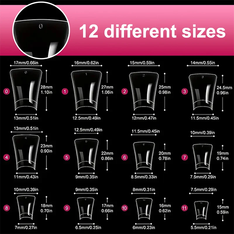 1Box French False Nail Tips Nail Artificial Duckbill Shape Nails Press On Nail Full Cover With Clear Plastic Box Nail Salon