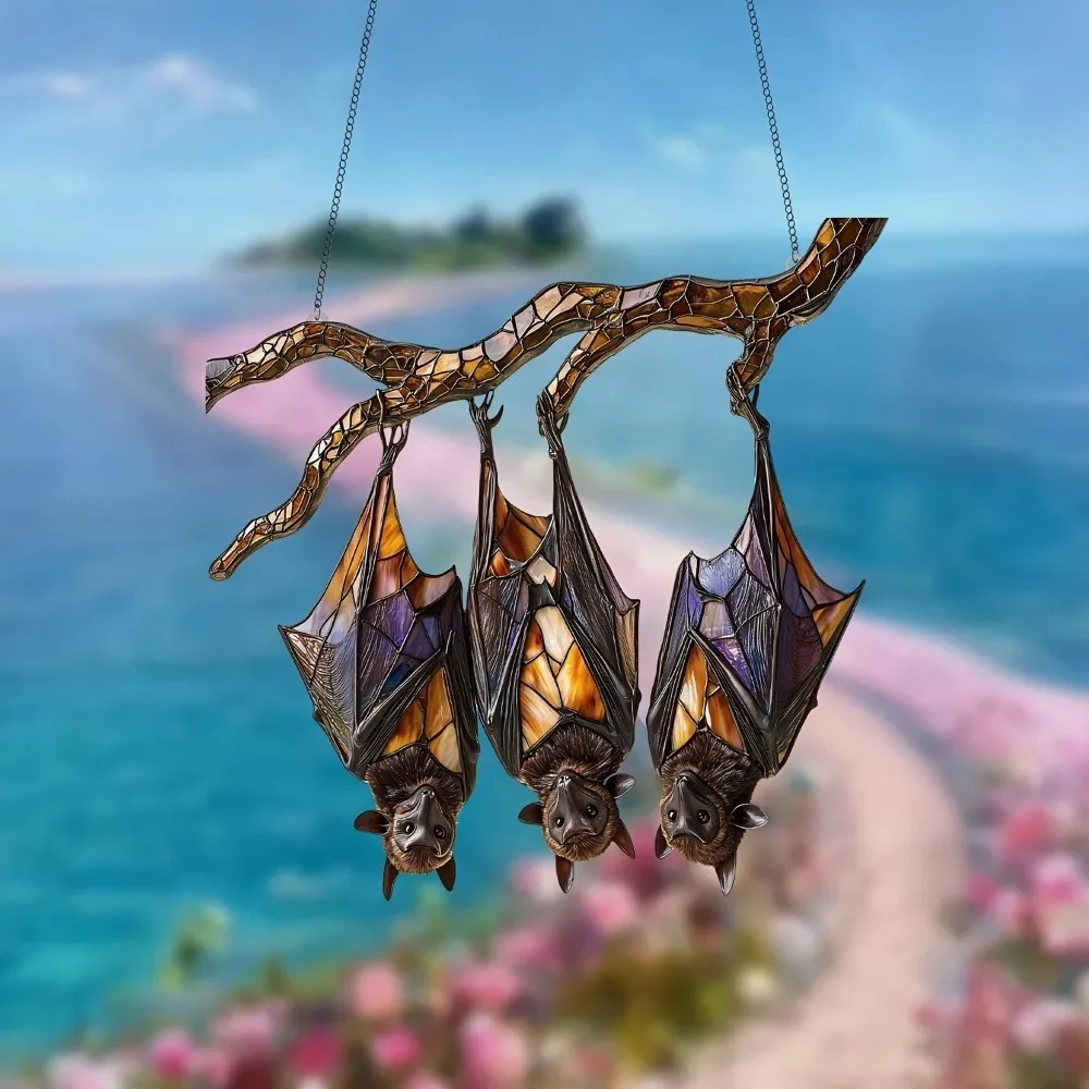 Bat Window Hanging with Garden Sun Catcher Display Inverted Branches Home Decoration Indoor Outdoor Decoration Garden Decoration