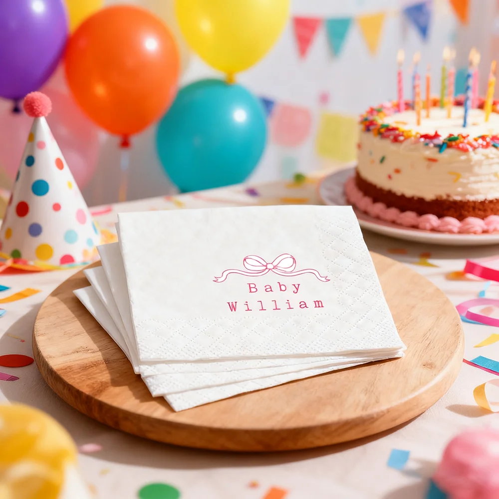 شخصية 20 ورقة استحمام الطفل الحلوى المناديل لطيف الجنس تكشف الجدول زينة كوكتيل المناديل إعلان الحمل