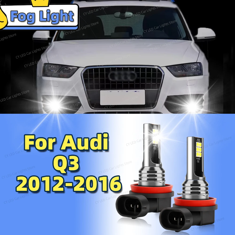 2pcs LED Front Fog Lamp Car Light Blub Canbus 6000K For Audi Q3 2012 2013 2014 2015 2016 Plug and Play 80W