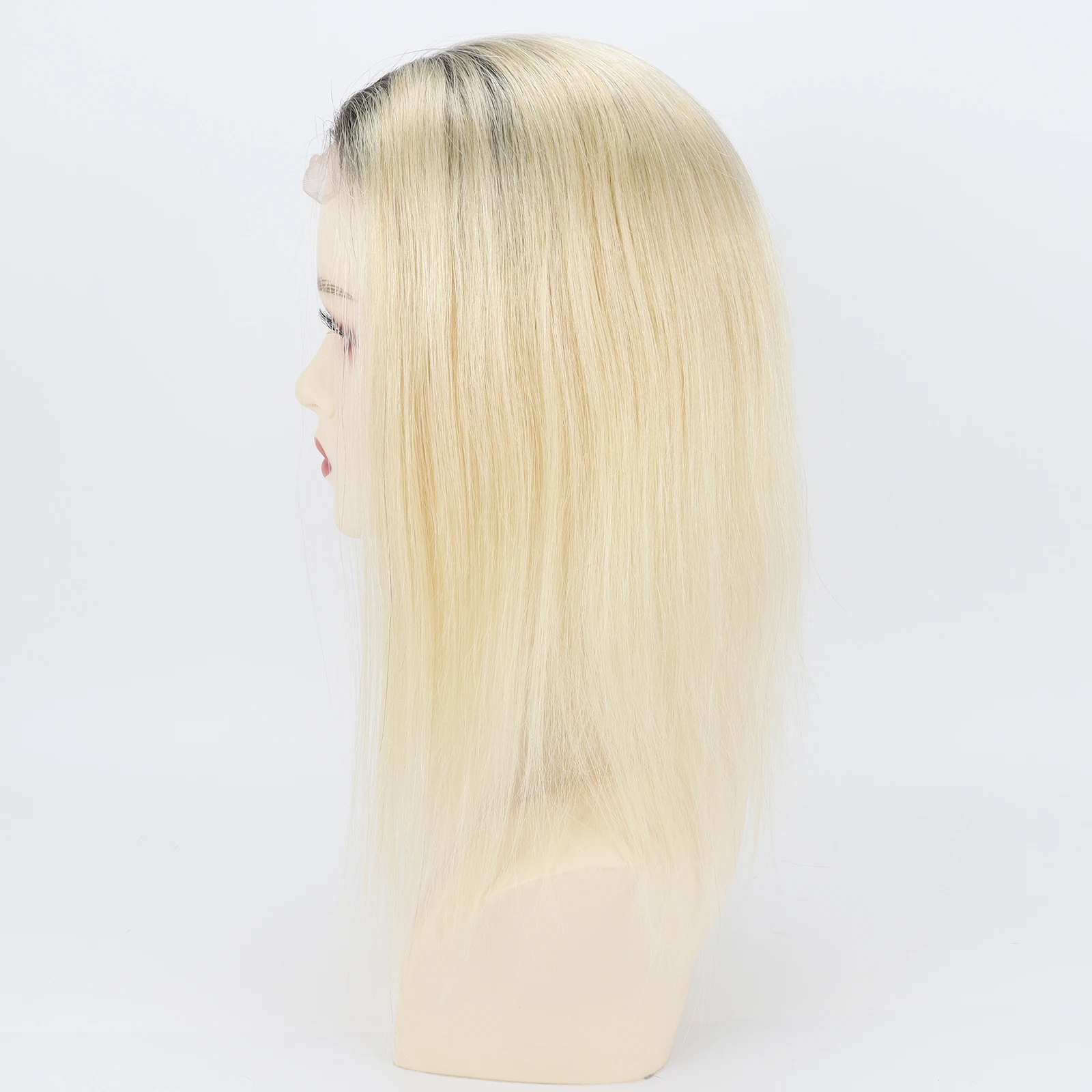 2/613 Ombre Light Blonde Topper with Lace Front Real Remy Human Hair Toupee 5x5inch Silk Base Hairpieces Natural Hairline