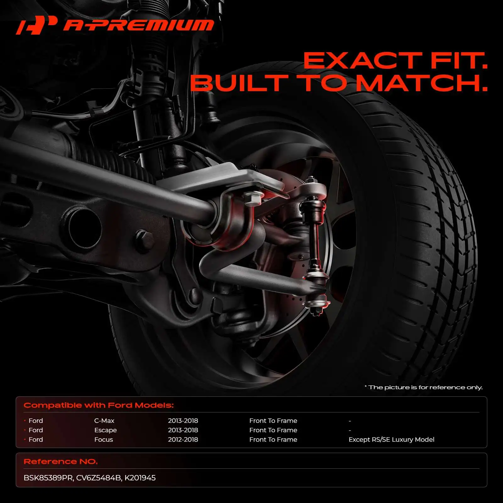 A-Premium 2x Front To Frame Suspension Stabilizer Bar Bushing Kit for Ford Escape C-Max 2013-2018 Focus 2012-2018