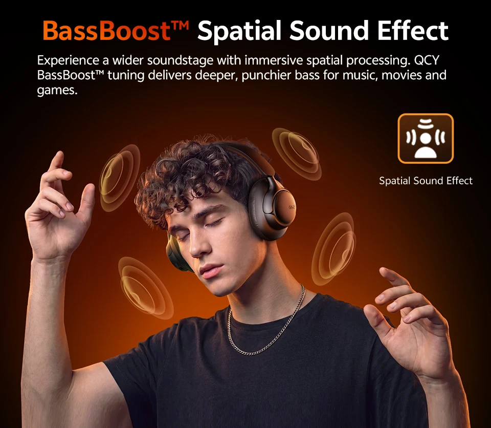 QCY H6Neo Kabellose Kopfhörer 52dB Adaptive Hybrid ANC Bass-Boost-Headsets Hi-Res LDAC Bluetooth 6.0 Spatial Audio Kopfhörer 96H – Detail 8
