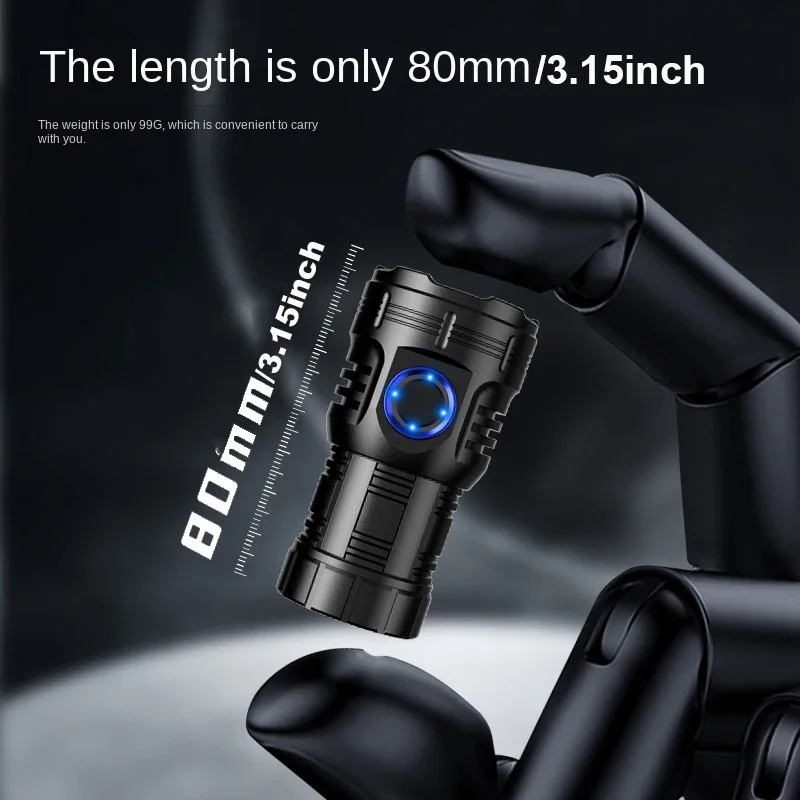 High power LED Mini flashlight USB rechargeable with 8 * XPG beads tail magnet clip torch waterproof portable lighting