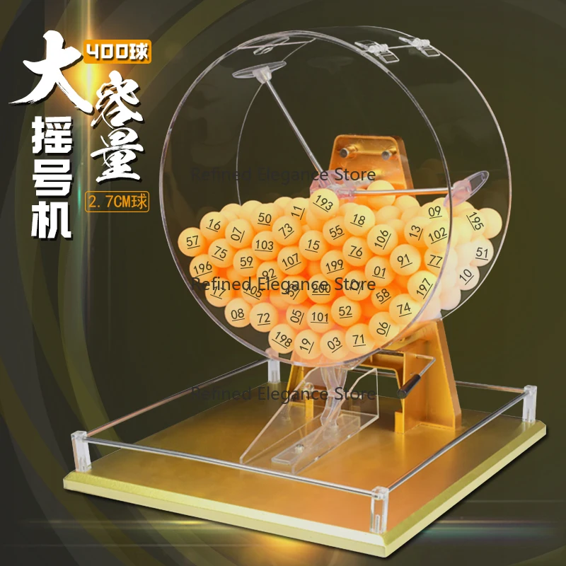 Large Acrylic Lottery Turntable with 27 Balls Digital Manual Shake Number Selection Box for Lucky Draw Activities
