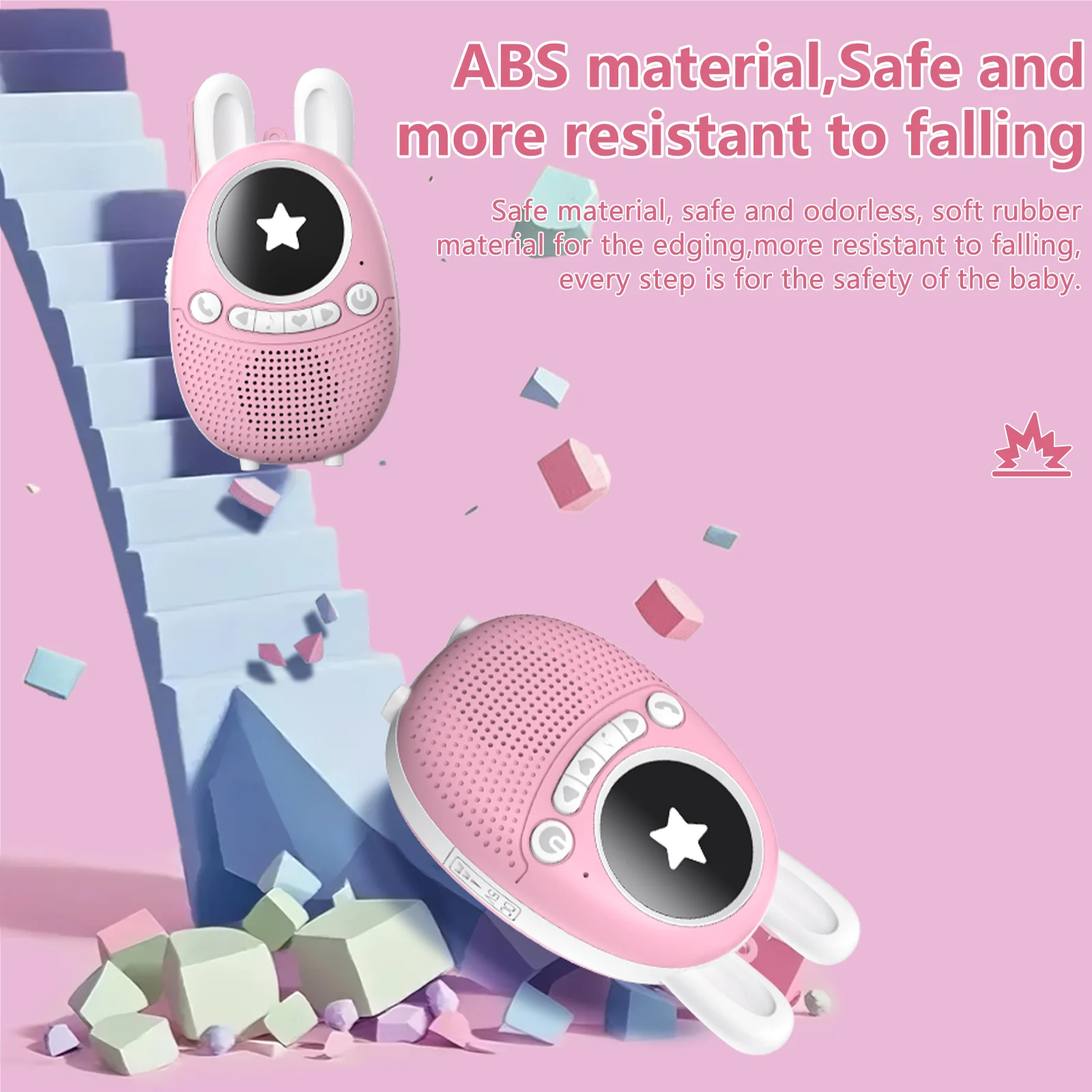 W208 جهاز اتصال لاسلكي للأطفال كارتوني قابل لإعادة الشحن، جهاز اتصال داخلي لطيف بزر واحد مناسب للتخييم في الهواء الطلق