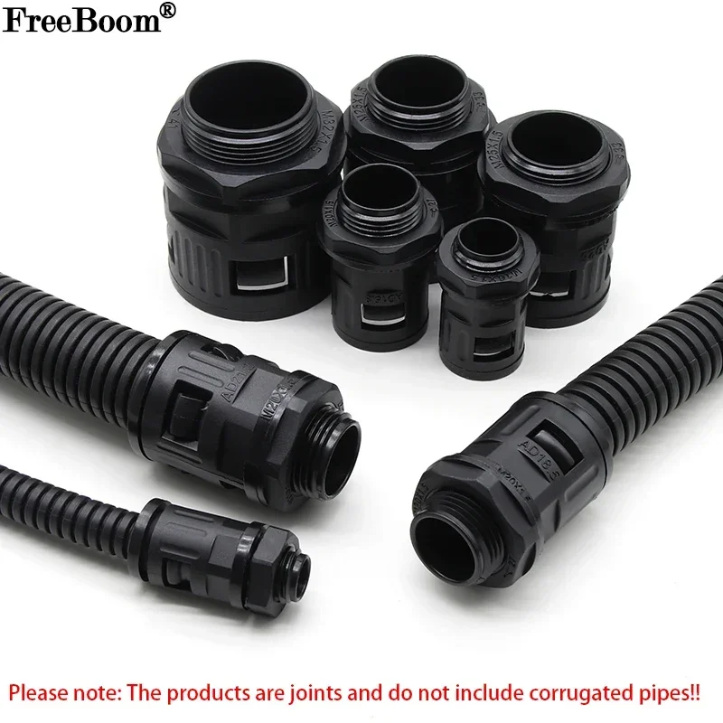 

End Fittings for PP Corrugated Pipe AD13 AD15.8 AD18.5 AD21.2 AD25 AD28.5 AD34.5 Plastic Bellows terminations Nylon Joint