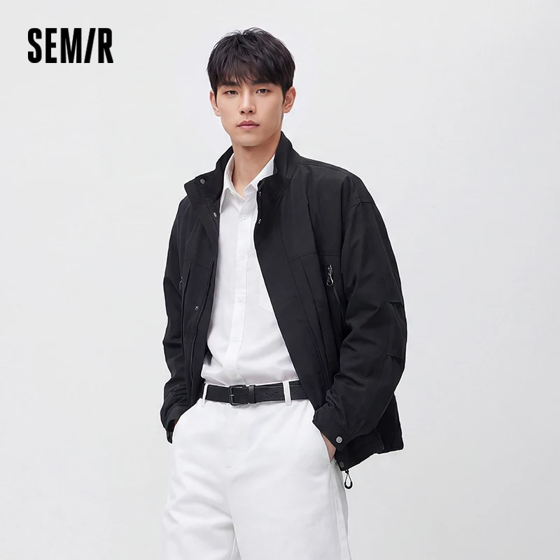 Semir Men Jacket Lightweight Utility Stand Collar Zip Outdoor Commuter Style Loose Autumn Outerwear Daily Wear 2026