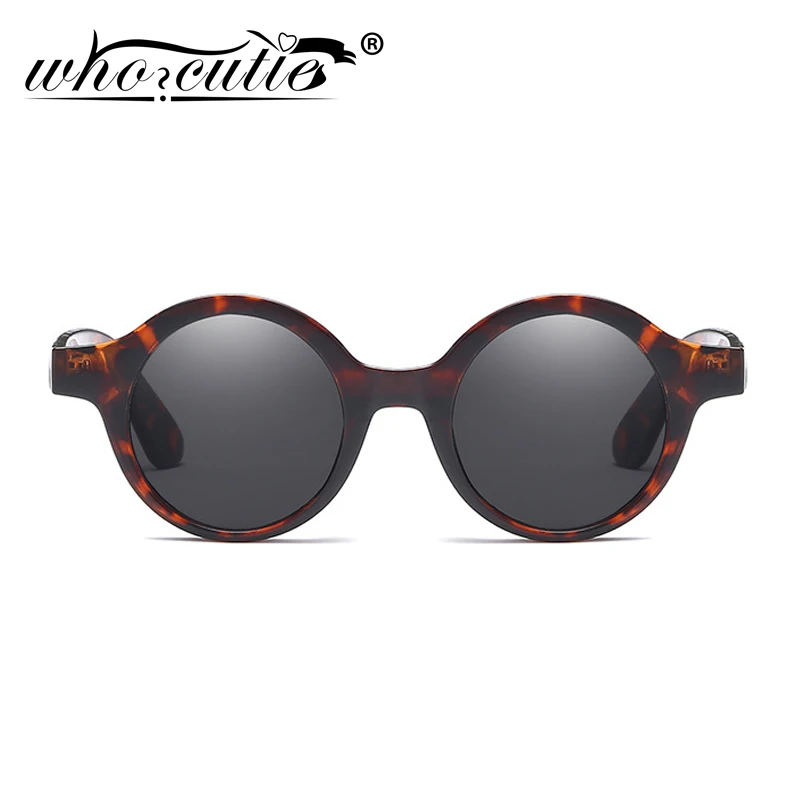 

Женские винтажные маленькие круглые солнцезащитные очки WHO CUTIE, брендовые дизайнерские солнцезащитные очки с леопардовой оправой и черепаховыми линзами, модель 469B, 2019