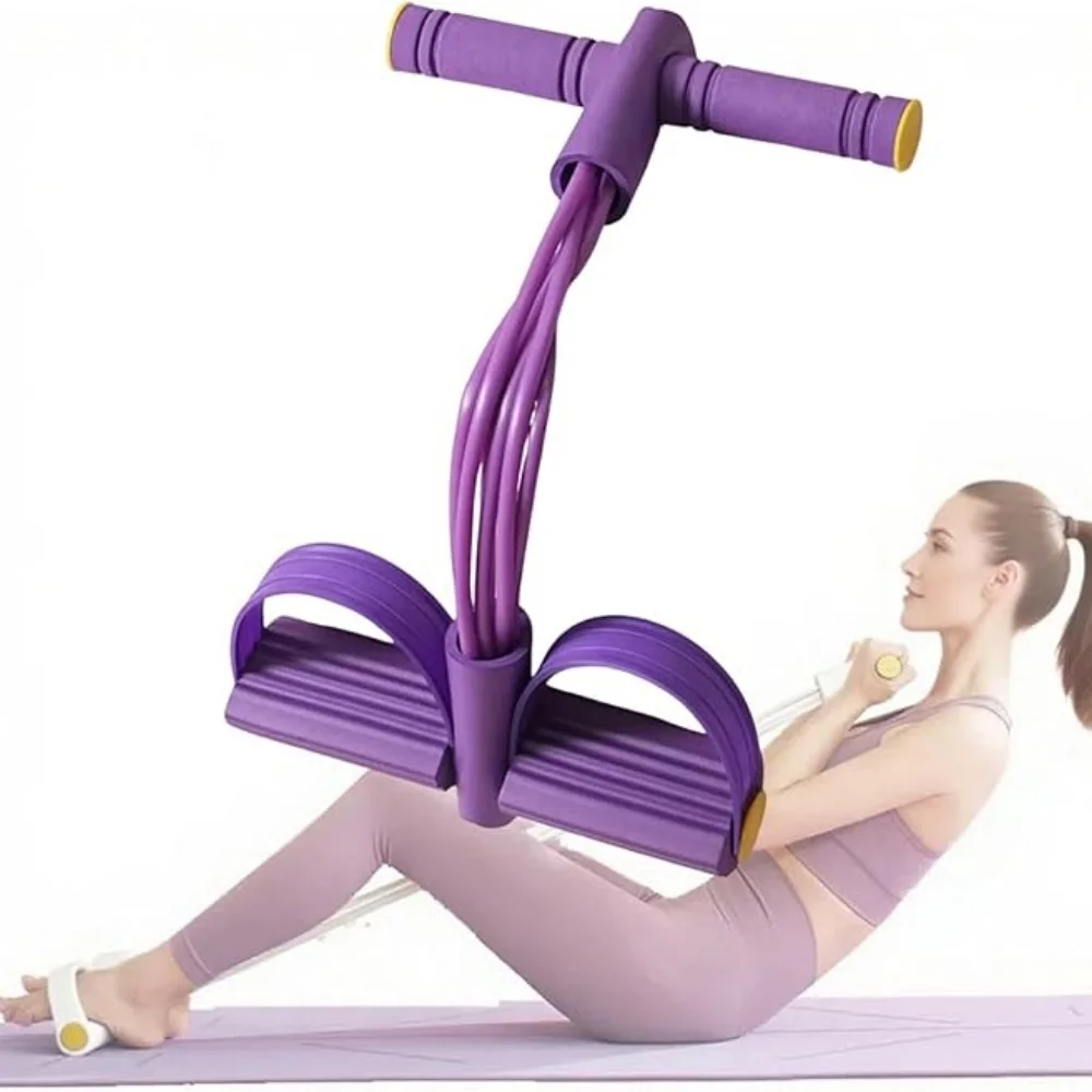 21 Fitness Resistance Bands-4 Tube Pedal Ankle Puller,Upgraded Stretch Bands for Exercise Sit Up Exercise Equipment,Multifunction Tension Rope,Foot Pedal Resistance Bands for Women Men