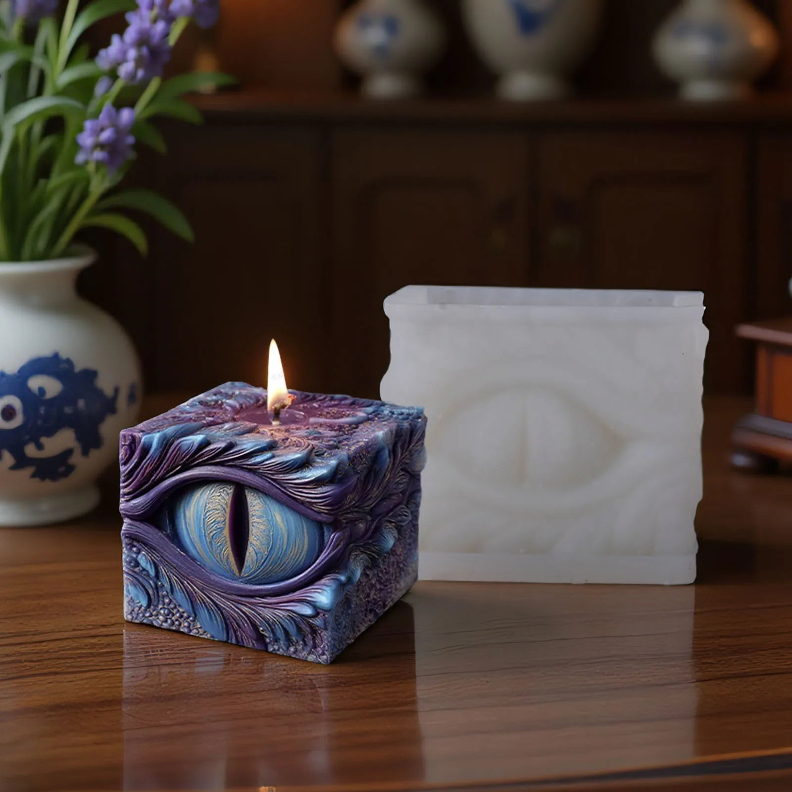 

Cylindrical and Square Dragon Eye Silicone Molds DIY Dragon Pattern Three-dimensional Plaster Soap Resin Mold Candle Making Kit