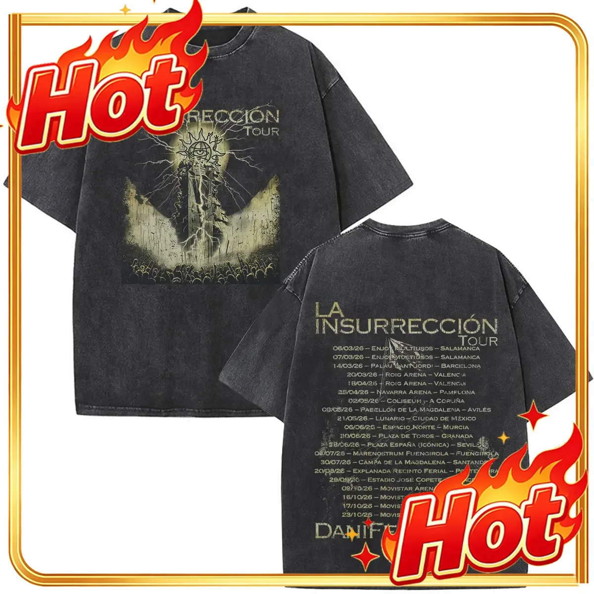 Dani Fernandez La Insurreccion Tour 2026 Print T-shirt Men Women Hip-hop T-shirt Summer Cotton Casual Vintage Washed T Shirts