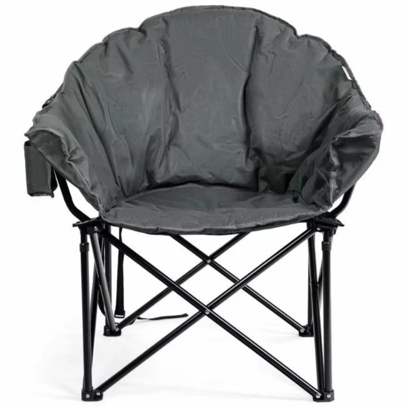 Portable folding camping crescent upholstered chair with handbag suitable for outdoor use