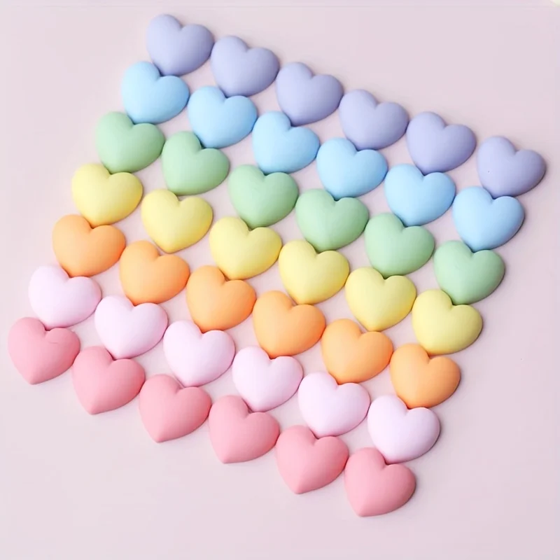 42Pcs Macaron Resin Heart Star Charms Matte Pastel Color DIY Supplies for Jewelry Hair Clip Phone Case Handcraft Decor