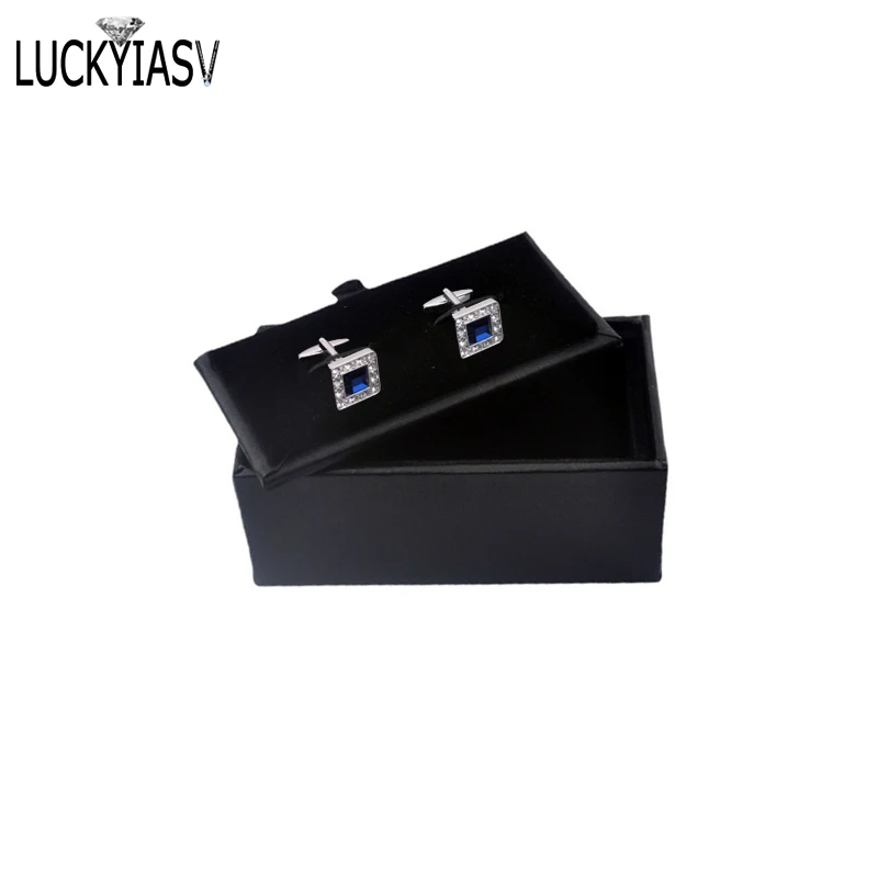 Black PU Leather Geschenk Box for Manschettenknopfe cufflinks Storage Box Jewellery Cuff Links Gift Organizer Packaging Box Case