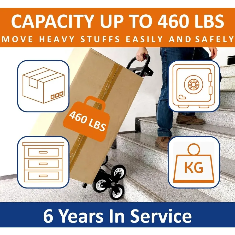 Hand Truck Dolly for Heavy Duty Moving 6 Years of Reliable Service AllTerrain Stair Climbing Cart with 460 Lb Capacity Telescop