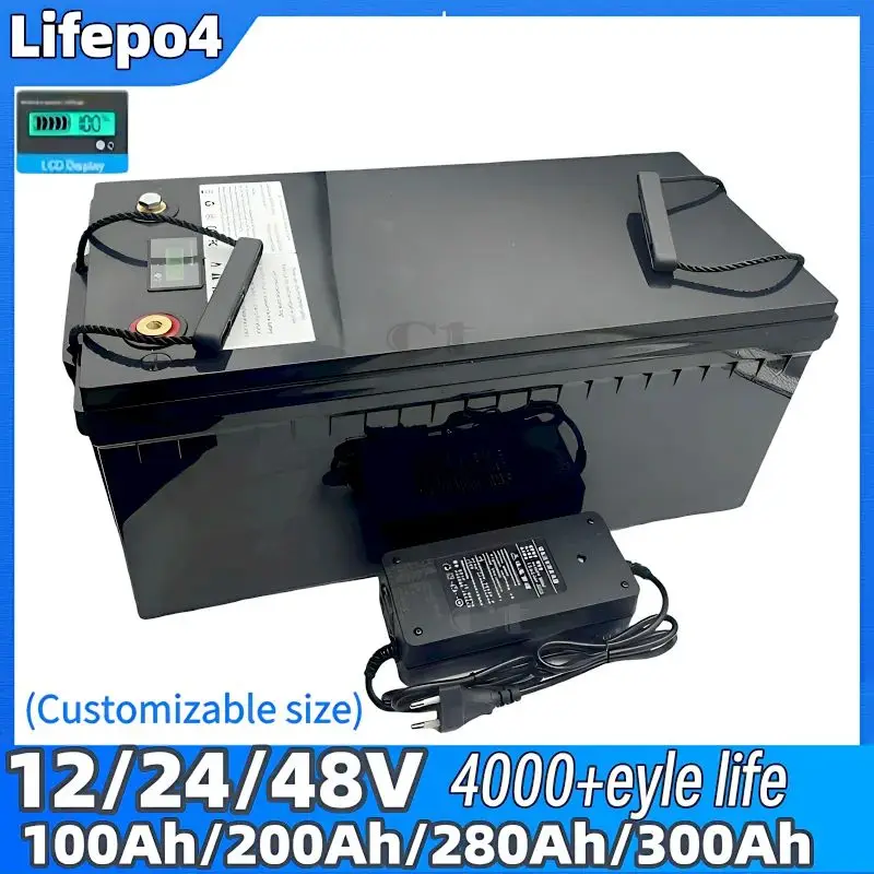 

100Ah 200Ah 280Ah 300Ah 400Ah LiFePo4 Battery 12V 24V 48V Lithium Iron Phosphate Batteries For Solar Boat inverter Golf Cart