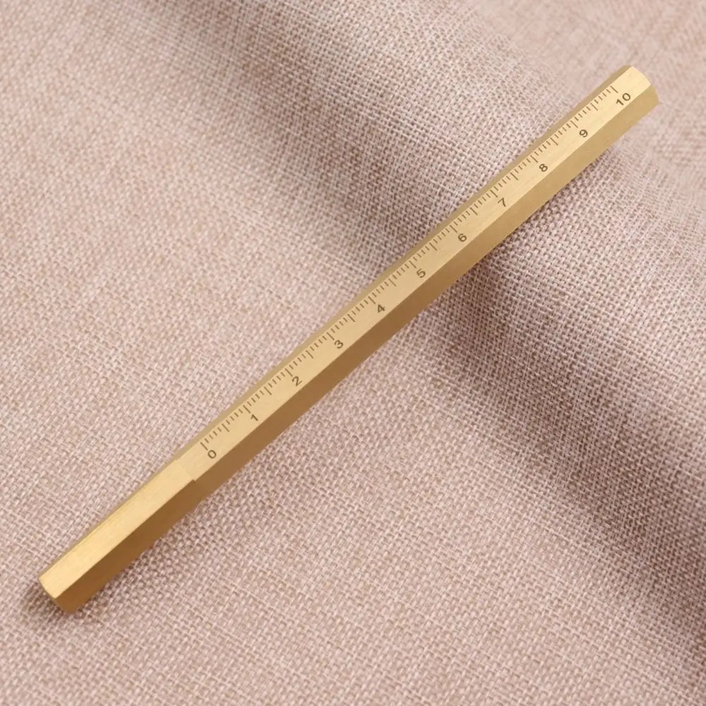 Educational Six Edged Brass Signature Pen Vintage Precision Scale Metal Neutral Pen Gold Smooth Hexagonal Pen Writing Instrument