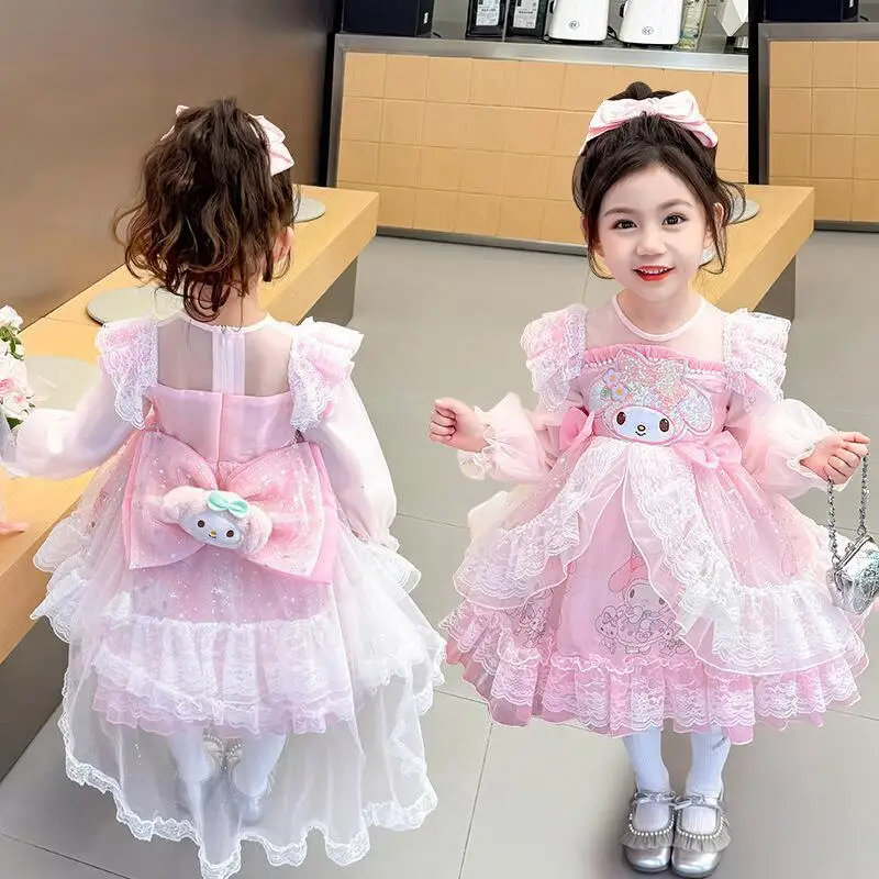 

Горячая юбка-торт Sanrio Lolita Cinnamoroll My Melody Kawaii, аниме, модное платье на весну и осень, платье для маленькой девочки, новый стиль