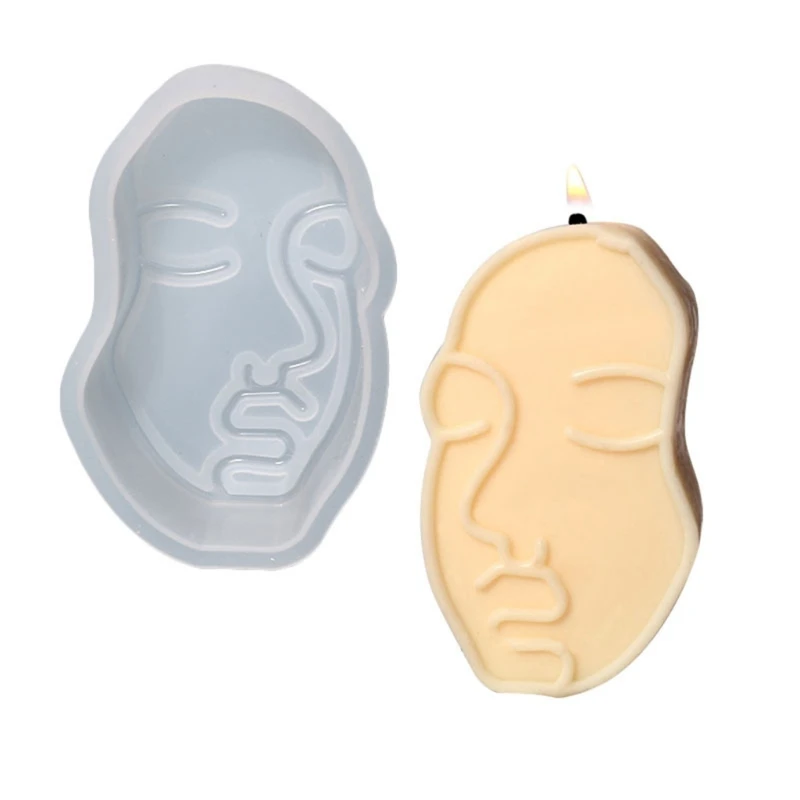 3D Geometry Abstract Human Face Silicone Mold DIY Fondant Handmade Christmas Party Soap Epoxy Resin Mould