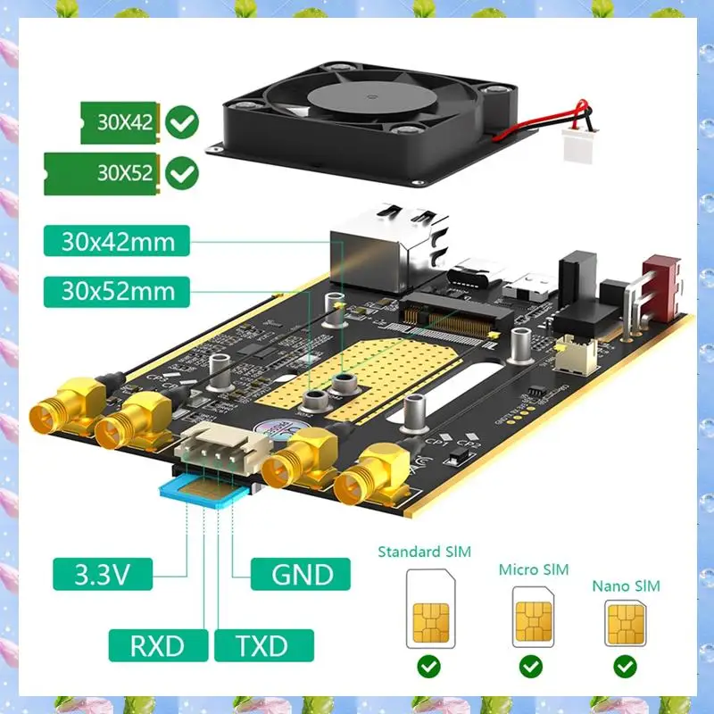 

Адаптер Smartwave-NGFF(M.2) 4G/5G к USB 3.0 с портом RJ45, плата преобразователя контроллера Realtek RTL8125BG, NGFF(M.2)