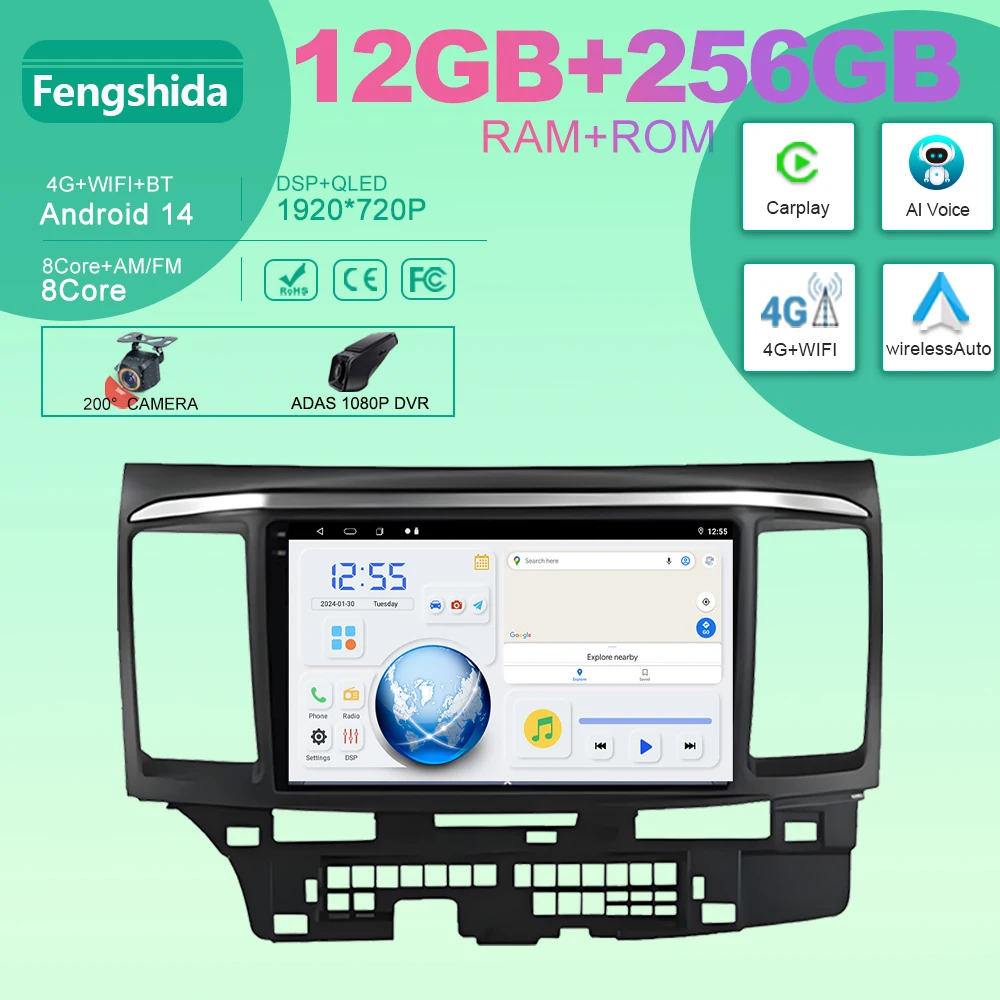 

Android 14 video Player 4G For MITSUBISHI LANCER 9 10 X 2008 - 2016 9 Inch Car Radio Stereo Audio GPS Player Carplay Auto Screen
