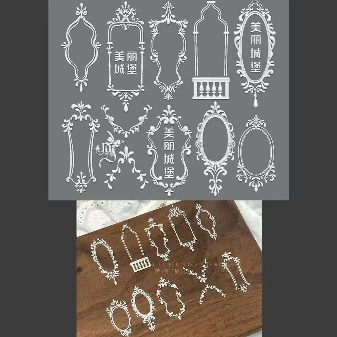 แม่พิมพ์อะคริลิค 3 มิติ ลายกรอบรูปโรโคโค เชิงเทียน กระต่าย โบว์ริบบิ้น สำหรับตกแต่งเล็บ ทำเองได้ แม่พิมพ์ซิลิโคนสำหรับทำเล็บ