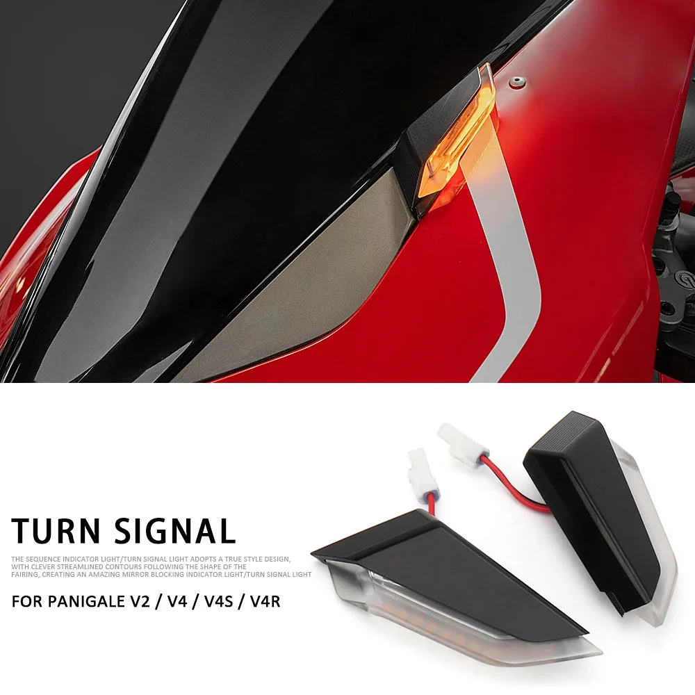 

Aluminium Motorcycle LED Turn Signal Light Flashing Directional Flasher Fit For DUCATI Panigale V4 V4S V4R 2018-2024 PANIGALE V2