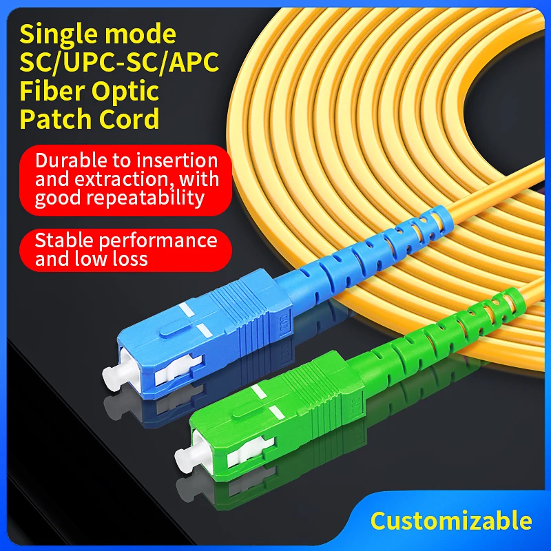 Fiber Optic Patch Cord Single Mode(SM) Single-core 3.0mm Fiber Optic Jumper SC/UPC SC/APC Connectors 1M/3M/5M/10M (Optional)