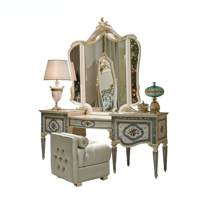 

Italian luxury European solid wood carving dressing table