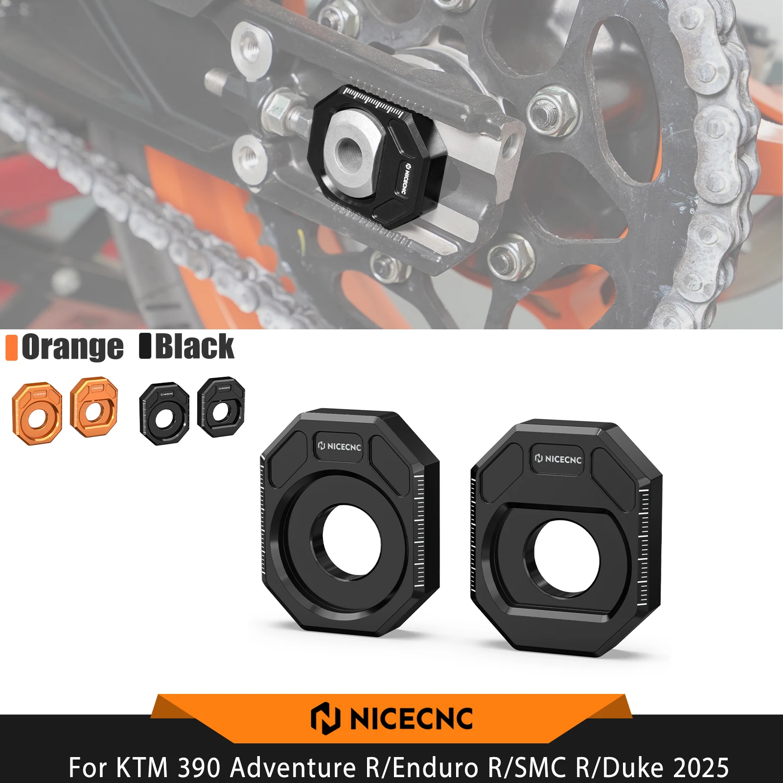 NICECNC para KTM 390 Duke 2024-2025 bloques de eje trasero de motocicleta ajustadores de cadena 390 Adventure R /X 390 Enduro R 390 SMC R 2025