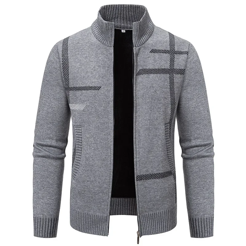 Men Casual Cardigans Knitwear Sweaters Male Stand Collar Sweatercoats New Autumn Winter Fleece Warm Slim Sweaters Jackets Size 3