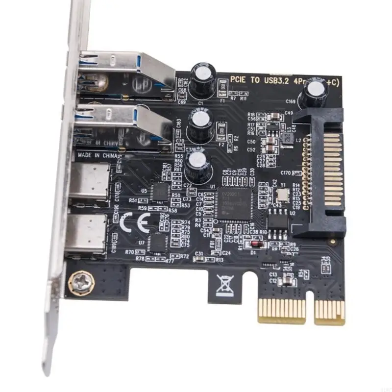 Easy Installation PCIE 1X To USB Expansion Card USB 3.2 Gen1 Type C And USB PCIe Expansion Card Support WINXP WIN7