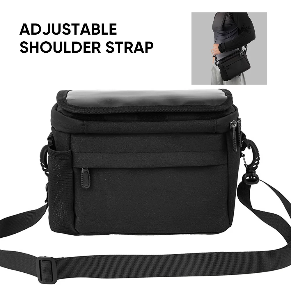 Large Capacity Bicycle Handlebar Bag Waterproof Mountain Bike Bag with Touch Screen Folding Phone Holder Storage Bag