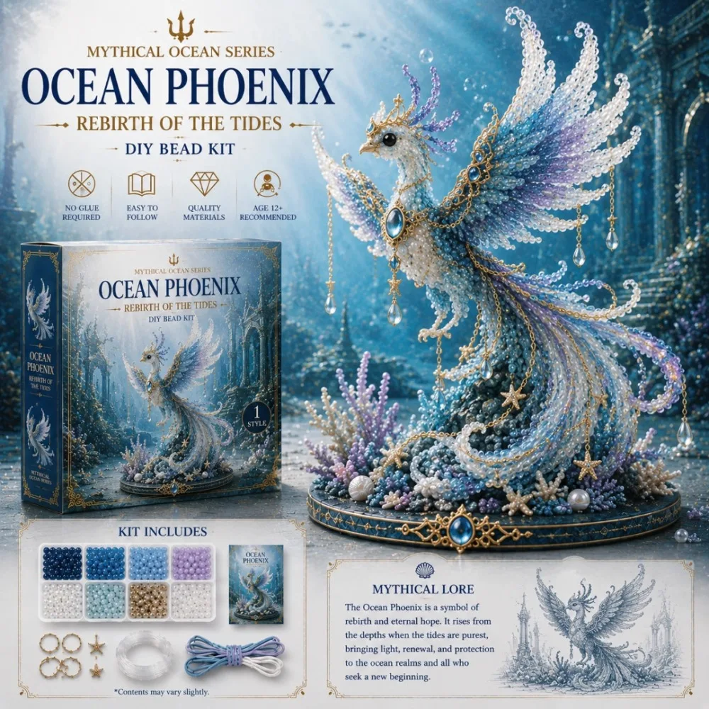 Handmade DIY Marine Organism Beaded Embroidery Kit Tiny Colorful Mythical Ocean DIY Bead Kit Mini Educational