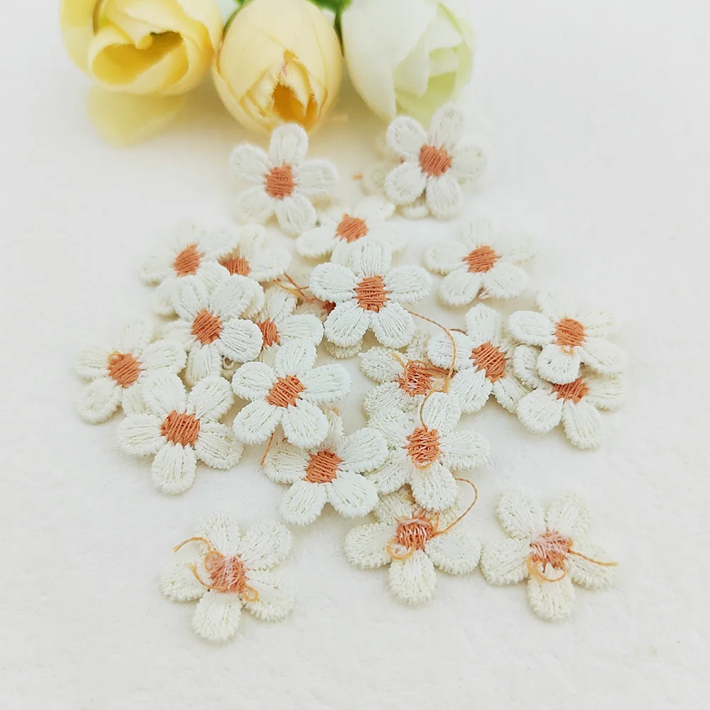 Mini-Häkelapplikationen in Form von fünfblättrigen Blumen, zum Selbermachen von Hüten und Kleidungsstücken, Nähzubehör, zur Dekoration von Kopfbedeckungen, zum Aufkleben, 15 mm, 80 Stück pro Packung. – Detail 7