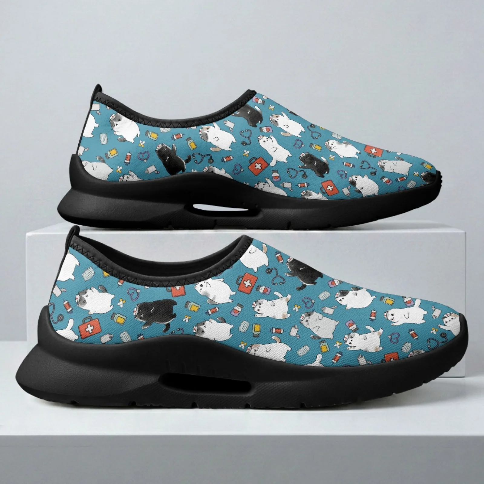 PENSTROLL Medical Cat Print Casual Men's Casual Shoes for Adult Gym Mesh & EVA Walking Shoes Tennis Walking Skate Shoes