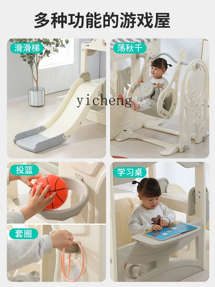 Tqh-casa de juegos de cuento de hadas para niños, combinación de tobogán oscilante, casa de castillo multifuncional para interiores, valla de tienda