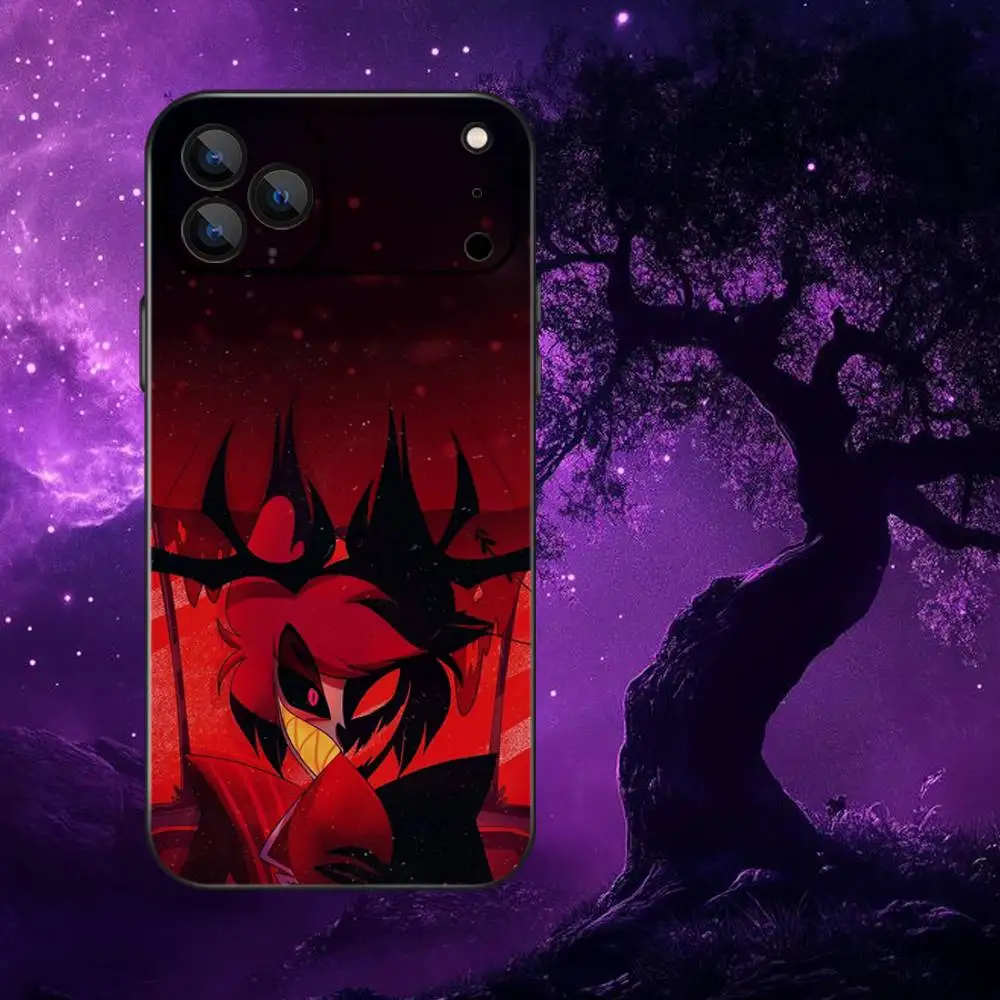 حافظة هاتف أنيمي H-Helluva B-Boss لهواتف iPhone 17,16,15,14,13,12,Pro,Max,Plus,E,SE4,Air,Mini Black Soft Box