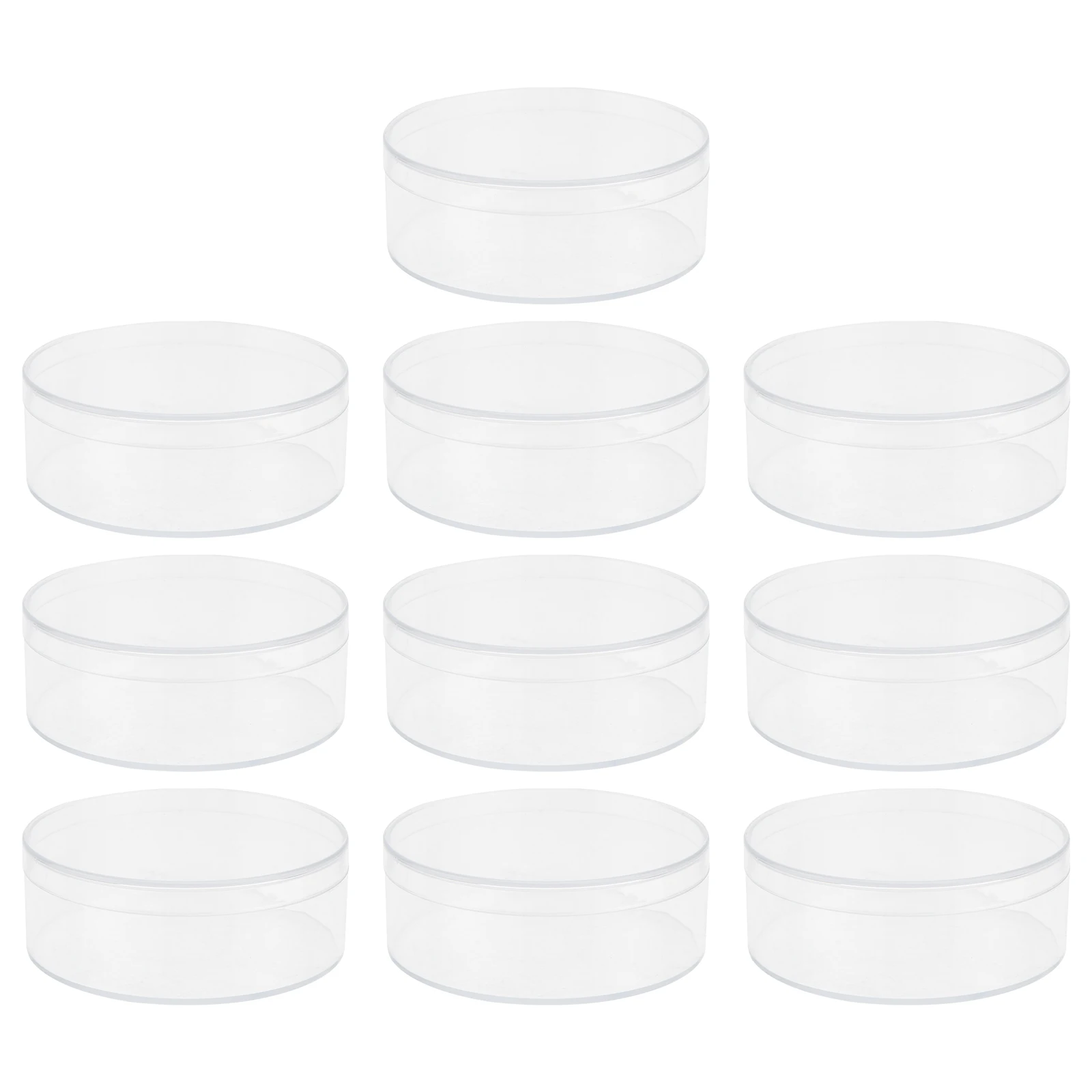 

10 Pcs Transparent Plastic Container Round Box Round Sealed Storage Case Jewelry Holder Food Grade Material