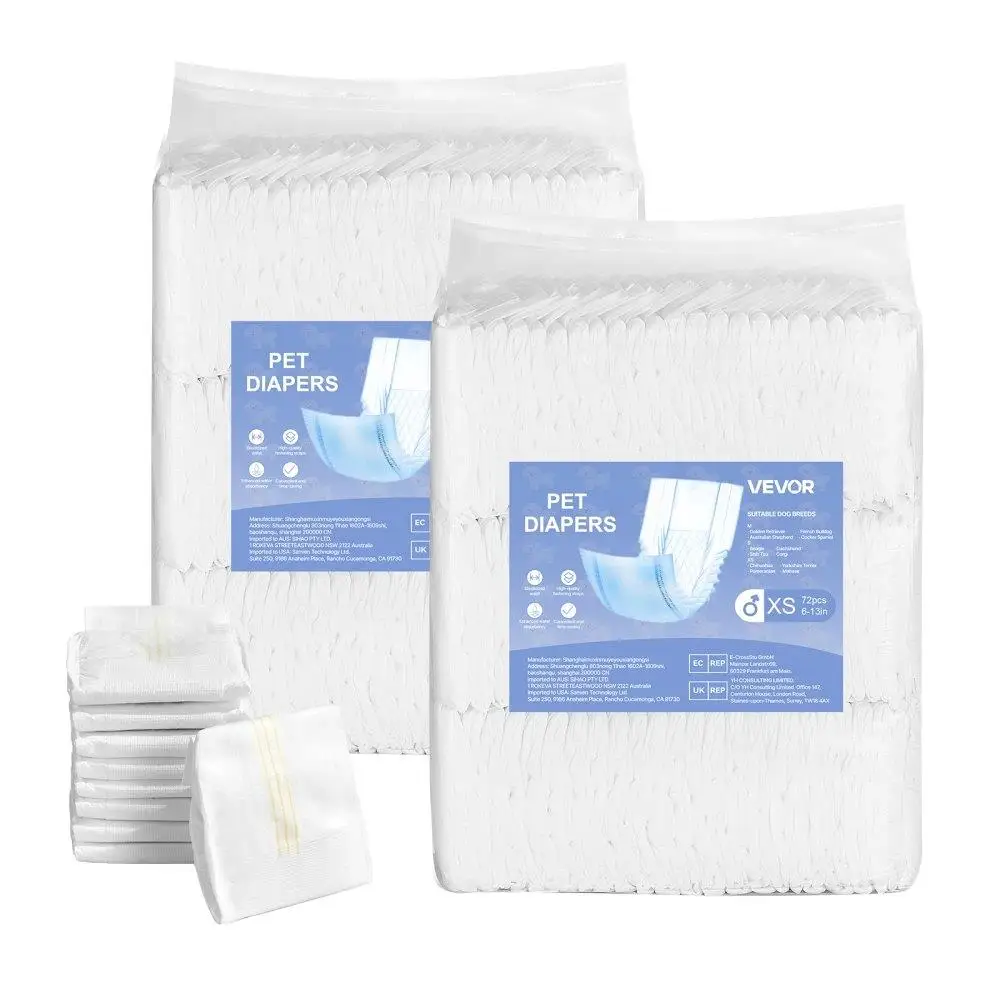 

Супервпитывающие одноразовые подгузники для собак, размер XS, 144 шт., обертывания для домашних животных для простого использования и очистки