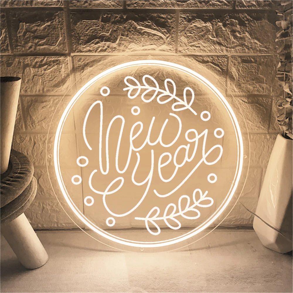 

Happy New Year Neon Sign Shop Home Woman Girls Room Decor Wall Decoration 3D Carving Sign Led Luminous Signs Christmas Gift