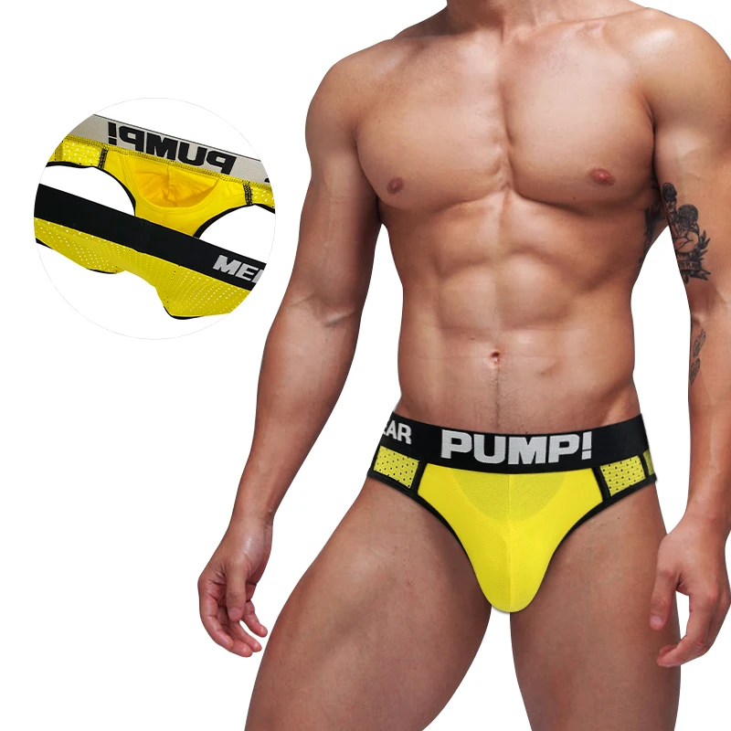 

Men's Briefs Multifunctional Sexy Panties Massage Trend Shock Solid Color Underpants Breathable Butt Lift Low Waist Nylon Mesh